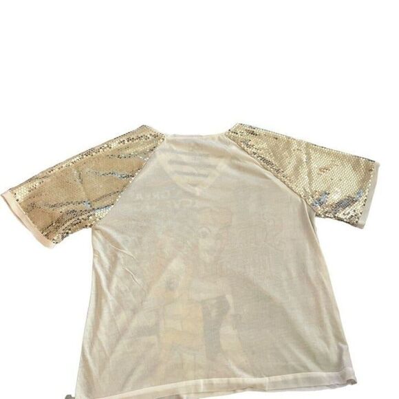 DISNEY SLEEPING BEAUTY BAMBI V-NECK SEQUIN TOP GIRLS Color White XL - Picture 7 of 7